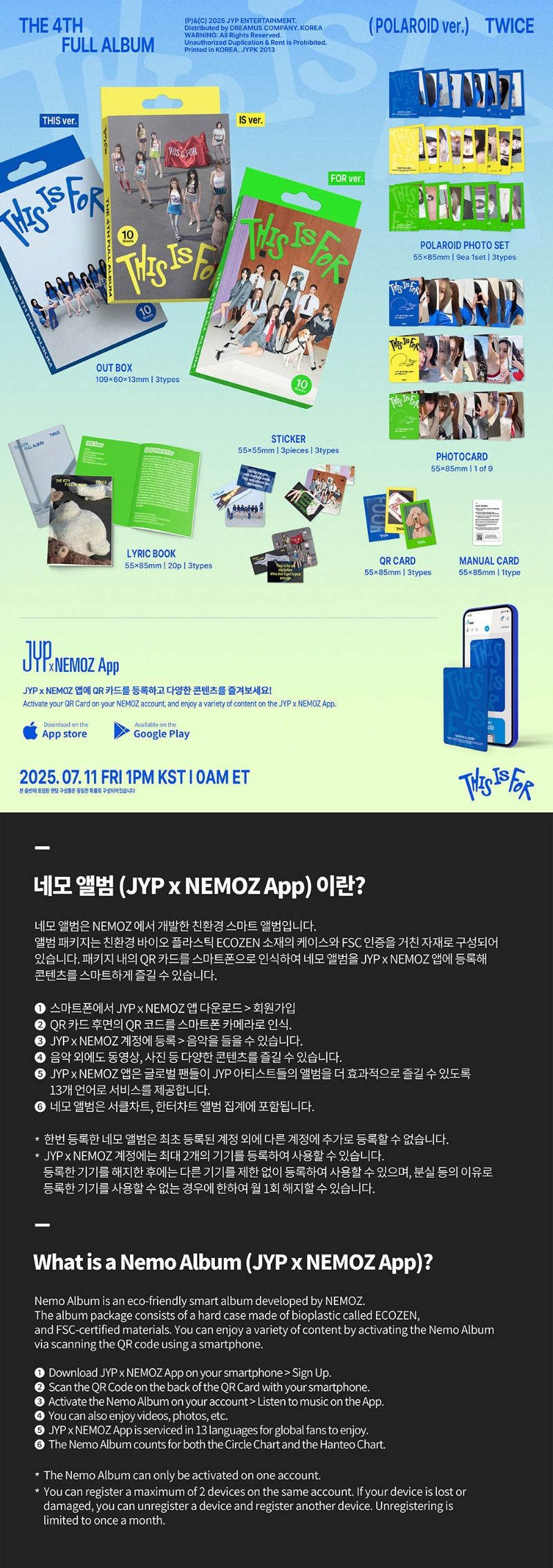 TWICE - 4th Full Album [THIS IS FOR] (POLAROID Ver.) (THIS Ver. / IS Ver. / FOR Ver.)