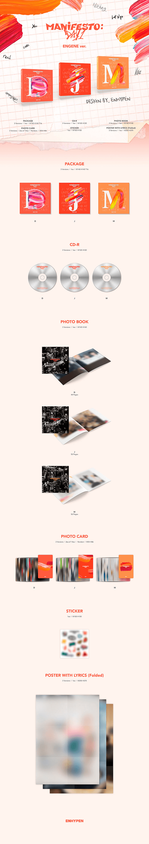 Enhypen - Manifesto : Day 1 Engine Version (D Ver./J Ver./M Ver.)