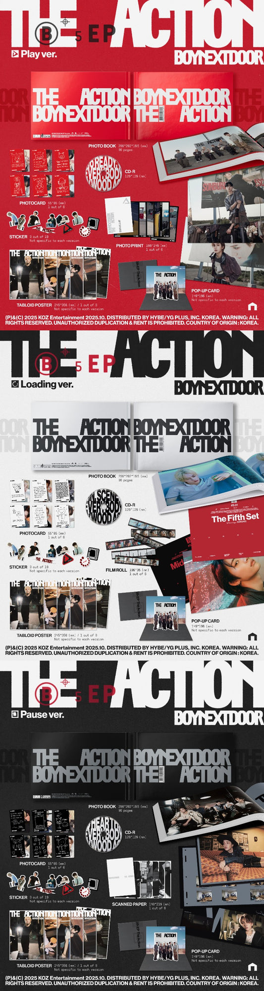 BOYNEXTDOOR -  The Action (Play Ver. / Loading Ver./ Pause Ver.)